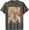 Animal Zoo Mountain Lion Birthday Apparel Mountain Lion Retro Art Print Birthday Party Cupcake T-Shirt - Asphalt Grey