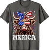 Highland Cow Lover Gift Co. 4th Of July Highland Cow Merica American Farm Men Women T-Shirt - Asphalt Grey