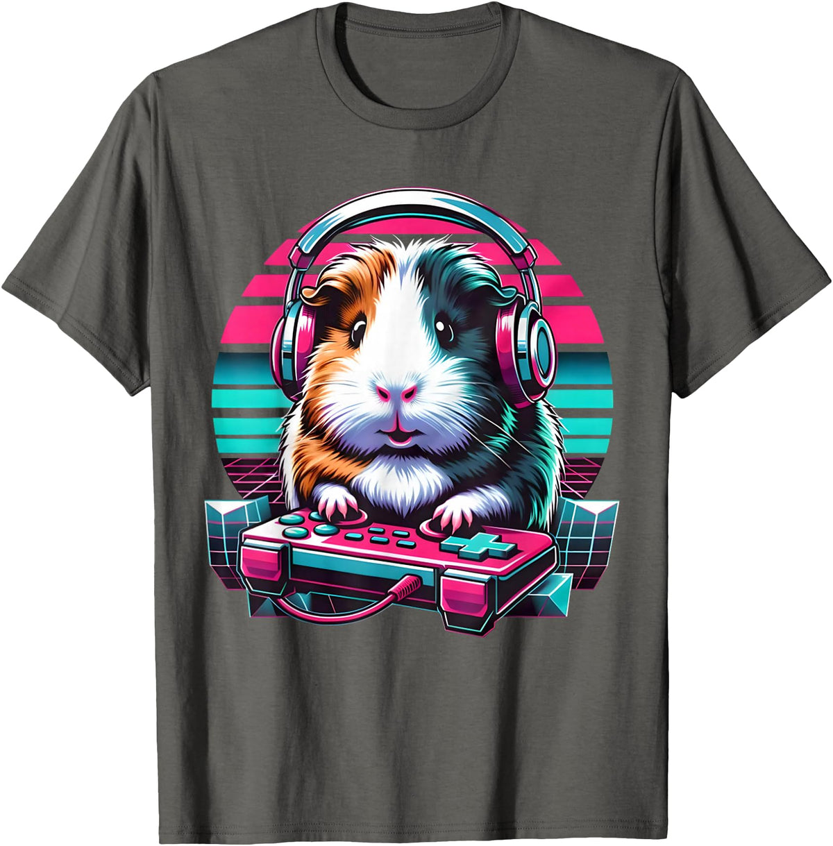 Guinea pig Rodent Game Lover Clothing Co. Guinea Pig Video Game Rodent Lover Animal Guinea Pigs Gamers T-Shirt - Asphalt Grey