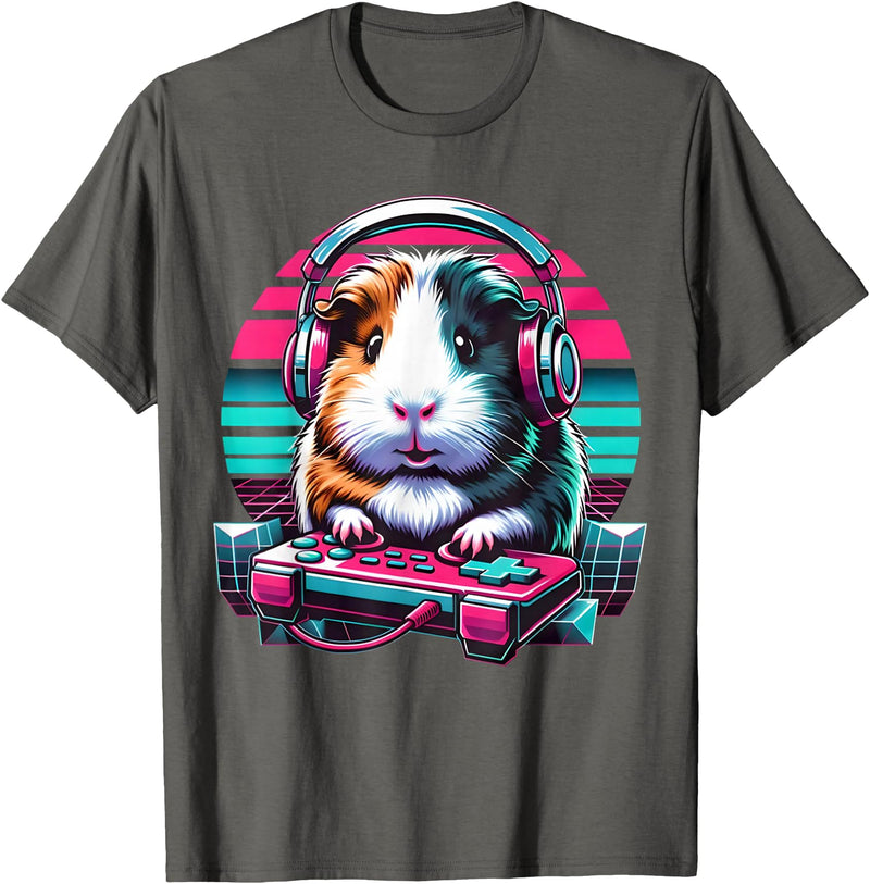 Guinea pig Rodent Game Lover Clothing Co. Guinea Pig Video Game Rodent Lover Animal Guinea Pigs Gamers T-Shirt - Asphalt Grey