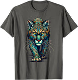 Cougars Gift For A Cougar Lover Mandala Art Cougars Cougar Mountain Lion Puma T-Shirt - Asphalt Grey