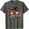 Scary Halloween Skull Pumpkin Halloween Vintage Skull Pumpkin Flowers T-Shirt - Asphalt Grey