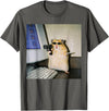 Funny Hamster Meme Cyber Hamster Meme Smoking Humor Computer T-Shirt - Asphalt Grey