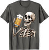 Halloween Skull Skeleton Drinking Beer Funny Kids Skeleton Drinking Beer Halloween Spooky Season Mens Womens T-Shirt -