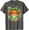 St. Patricks Day Highland Cow Blowing Bubblegum Celebrate St Patricks Day T-Shirt - Asphalt Grey
