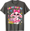 Happy Easter Coquette Easter Egg Rabbit Bunny Women Girl Kid T-Shirt in Asphalt Grey