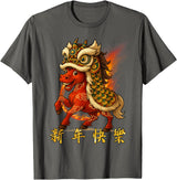 Chinese New Year of Fire Horse 2026 Funny Tee Year of The Fire Horse Zodiac Funny Chinese New Year 2026 T-Shirt - Asphalt Grey