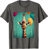 Giraffe Animal Zoo Birthday Party Apparel Unisex-Kids Retro Art Print Giraffe Birthday Party T-Shirt Black Short Sleeve Small - Asphalt Grey
