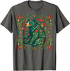 Nordic Scandinavian Folk Art Flower Designs Scandinavian Folk Art Bear Floral Pattern Nordic Animal T-Shirt - Asphalt Grey