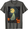 Dibble Dabble Designs Halloween Vintage Ghost in Gothic Forest Full Moon Halloween T-Shirt - Asphalt Grey