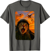 Funny Cats Fighter Jet Pilot Kitties Selfies Funny Screaming Cat Fighter Jet Pilot Kitty Selfie T-Shirt