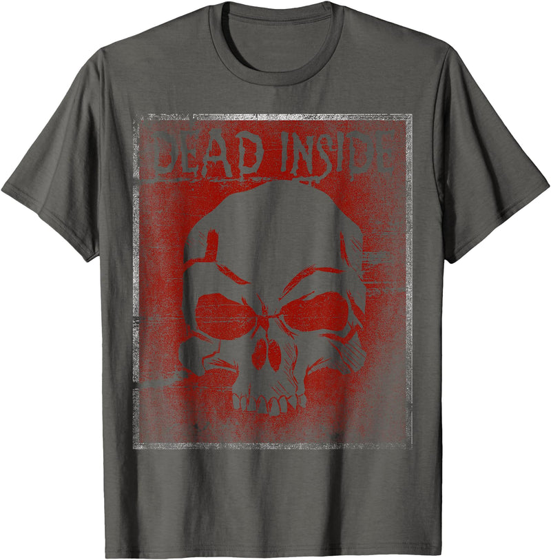 Scary Halloween Statement Costumes Dead Inside Skull scary Halloween T-Shirt - Asphalt Grey