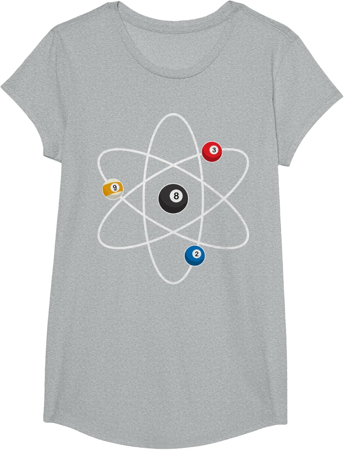 Cool Billiard Design For Men Women Atom Cue Ball Sport Game T-Shirt - Girls Heather Grey