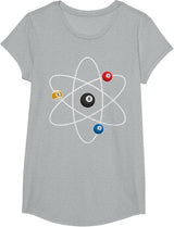 Cool Billiard Design For Men Women Atom Cue Ball Sport Game T-Shirt - Girls Heather Grey