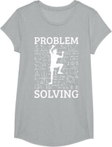 Climbing Problem Solving Rock Climber Bouldering Climb Wall T-Shirt - Girls Heather Grey