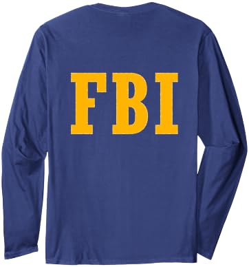 Fantabulous Acc FBI Costume Front/Back Print Long Sleeve T-Shirt - size chart