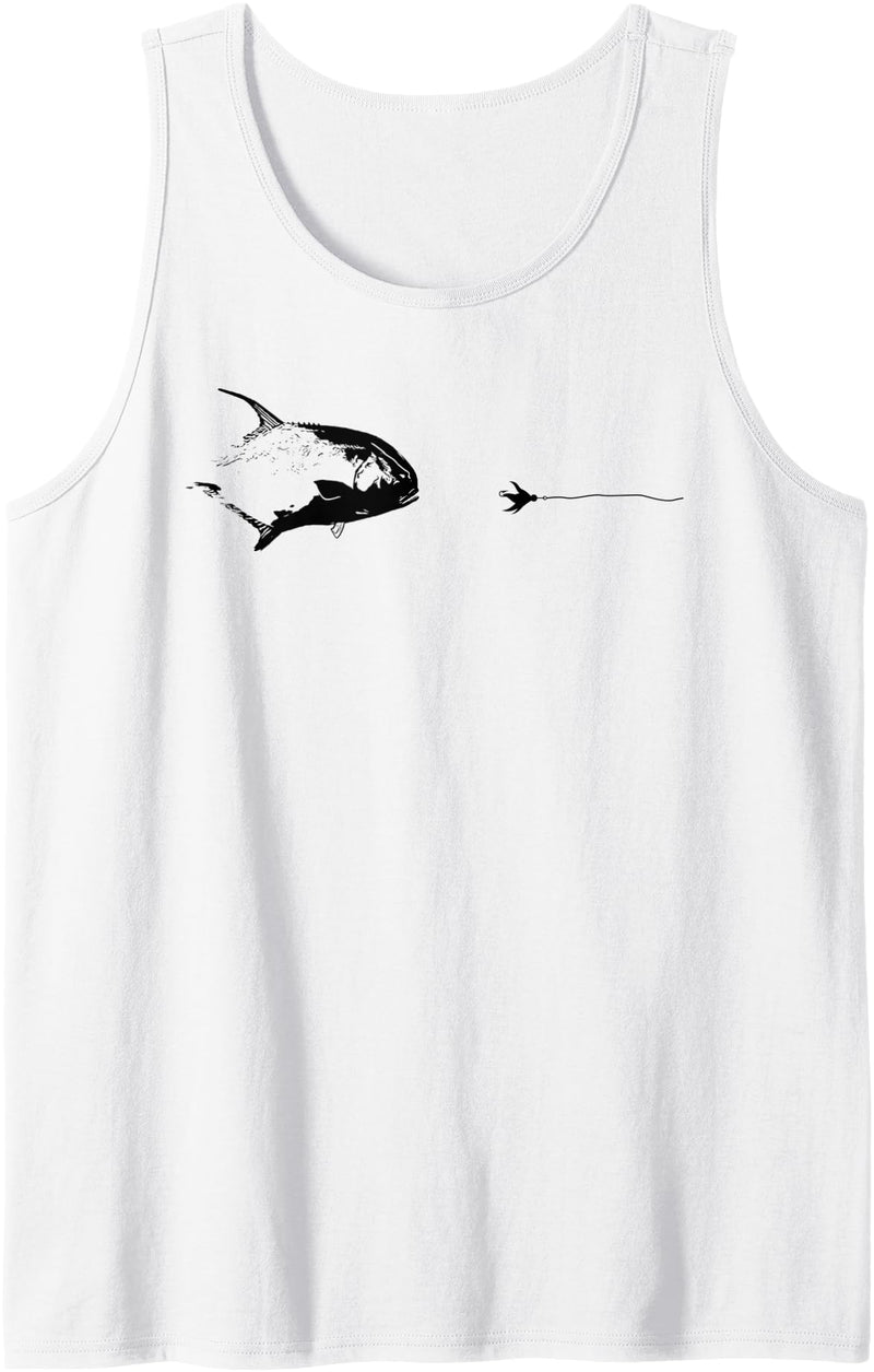 Fishing Gift for Men & Women Graphic Fly Fishing Hook Line - Fish Permit Tank Top - White