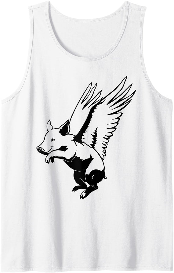 Flying Pig Funny Animals Flying Pig with Wings Fly Pig Lovers Tank Top - White