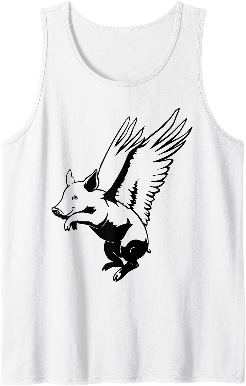 Flying Pig Funny Animals Flying Pig with Wings Fly Pig Lovers Tank Top - White