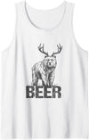 Bear Beer Deer Antlers Bear And Deer Combination Bear With Antlers Beer Tank Top - White