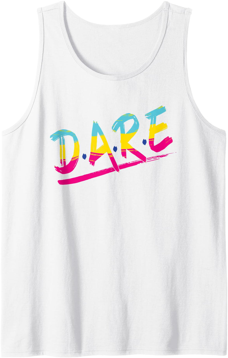 Halloween Tee VG Halloween DARE 80's Halloween Costume Tank Top - White