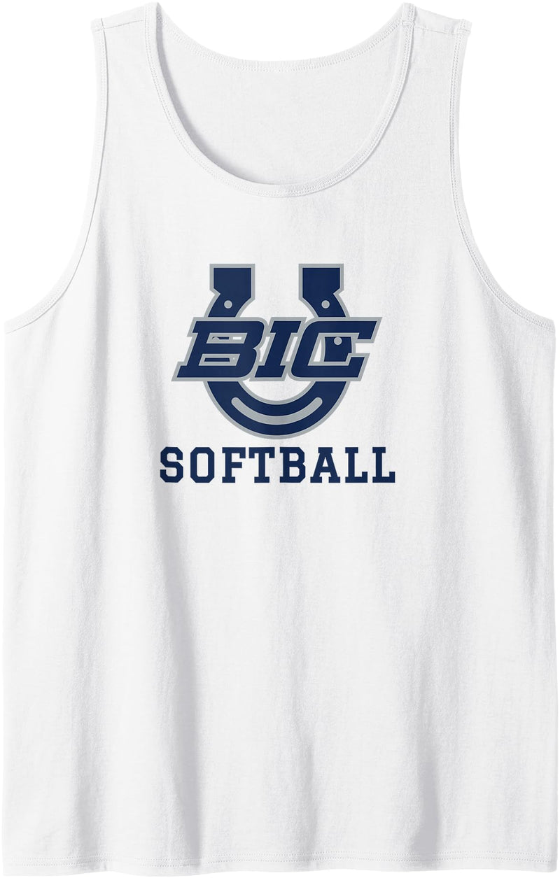 Buffalo Island, Monette, AR 72447 Buffalo Island Central High School Mustangs Softball Tank Top - White