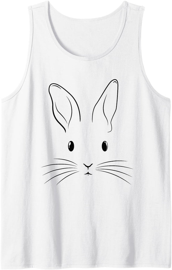 Easter Bunny Costume Rabbit Face Tank Top in White