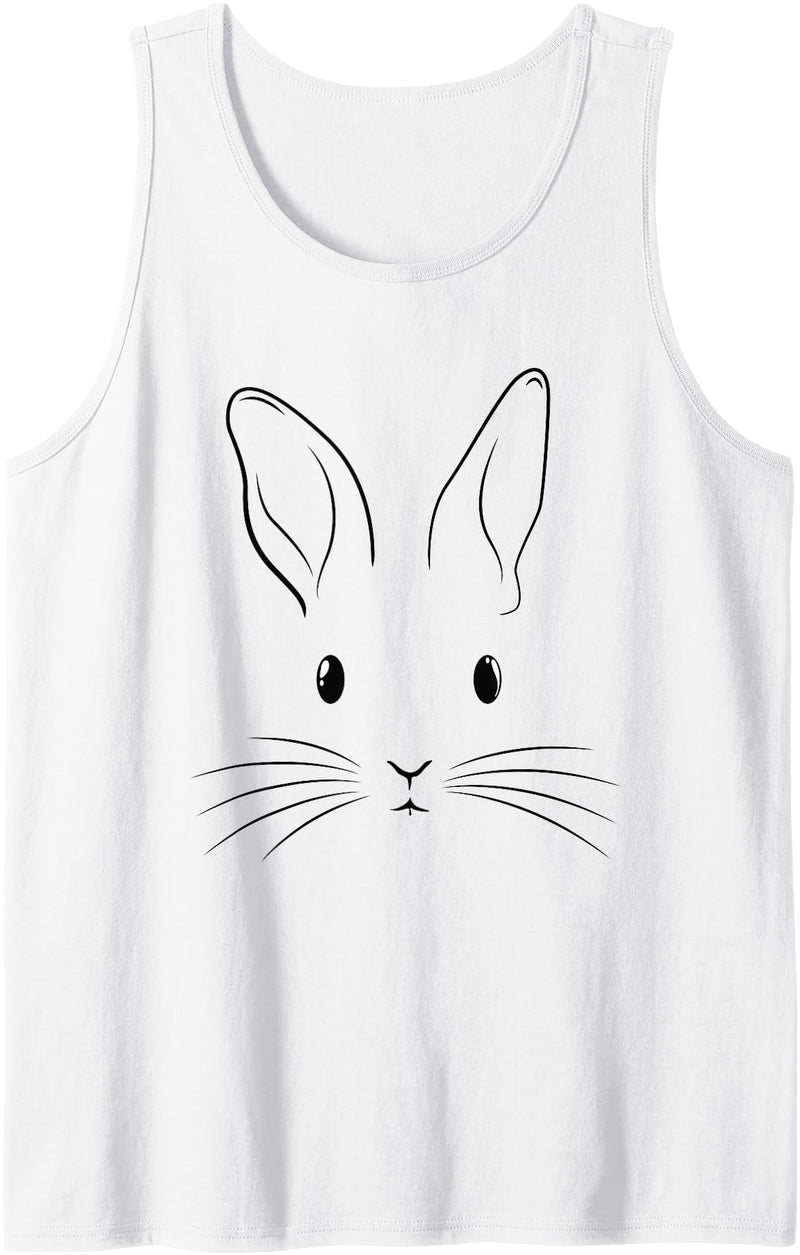 Easter Bunny Costume Rabbit Face Tank Top in White