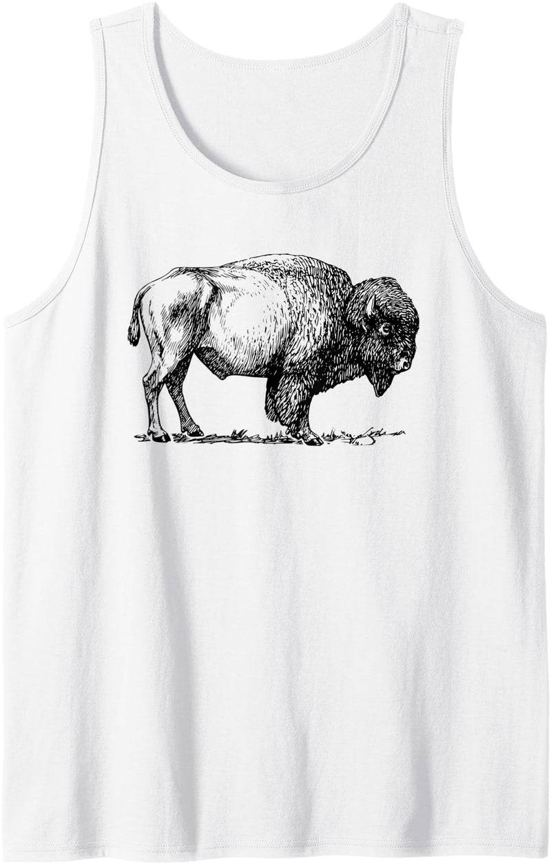 Classic Buffalo Novelty Graphic Tees Unisex Buffalo Shirt American Bison Classic Print Top Tank Top - White