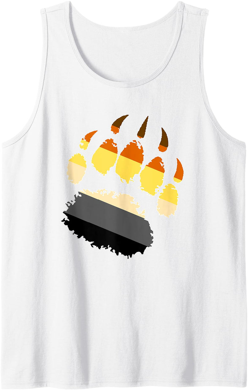 LGBTQ Bear Flag Gay Pride Gift For Men LGBTQ - Hairy Bear Pride Gay Bear Paw Pride Parade Tank Top - White