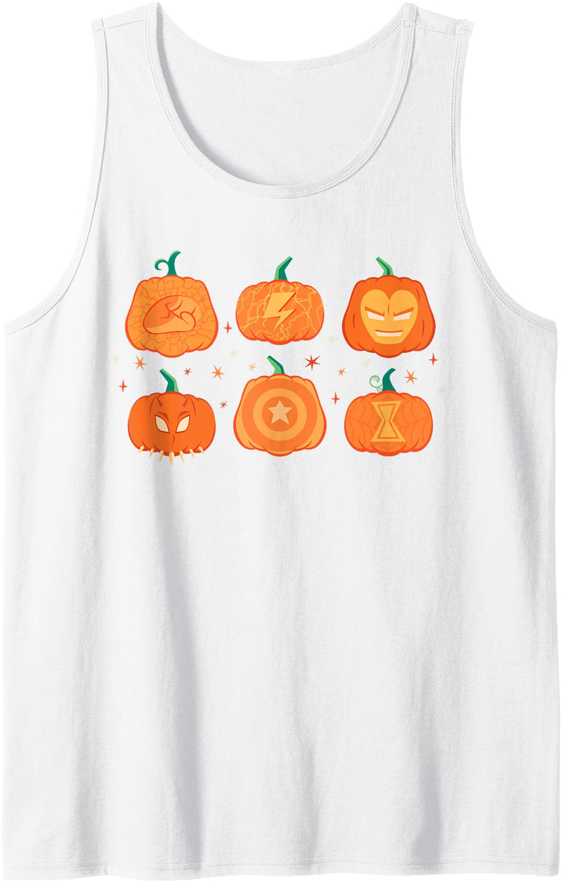 Marvel Halloween Avengers Pumpkin Characters Grid Tank Top - White