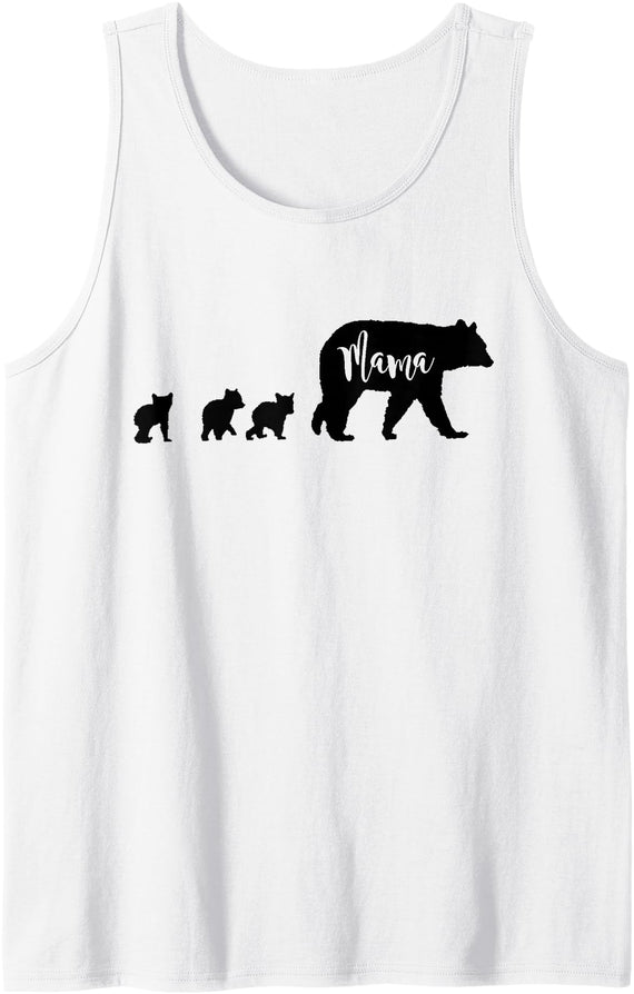 All in the Bear Family Mama Bear With 3 Three Cubs Fun Mom Mother Gift Tank Top - White