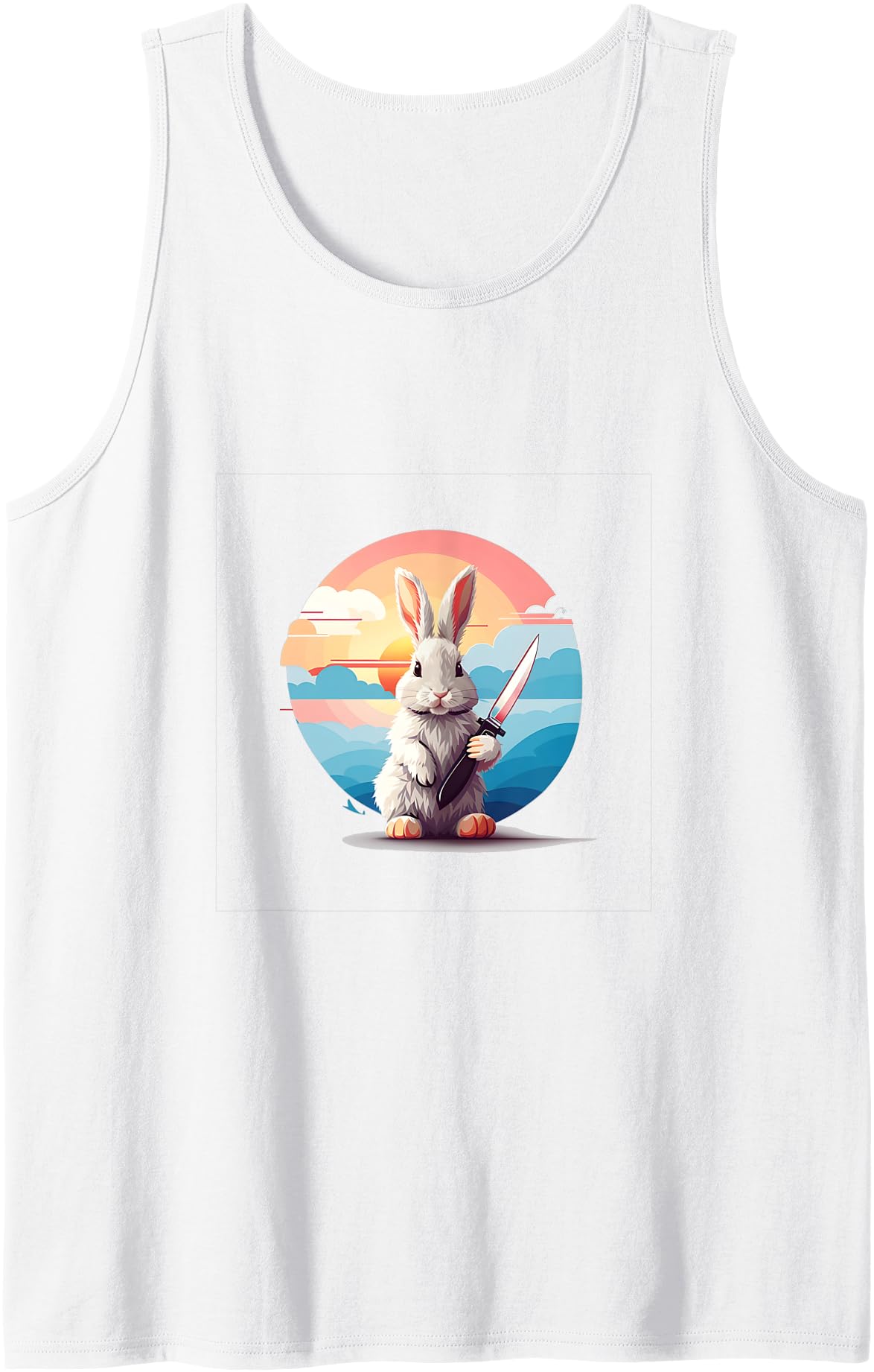 Cute Funny Menacing Bunny Halloween Idea Killer Rabbit Tank Top in White