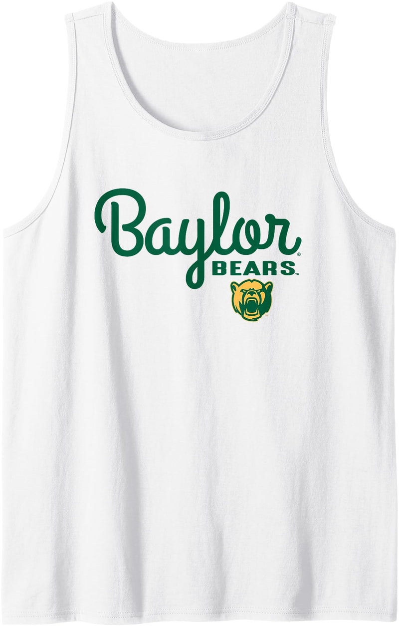 Elite Authentics Baylor Bears Iconic Script Officially Licensed Tank Top - White