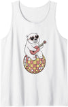 DiscoballAxis1 Funny Polar Bear Disco Dancing Ball Groovy Retro 80s Costume Tank Top - White