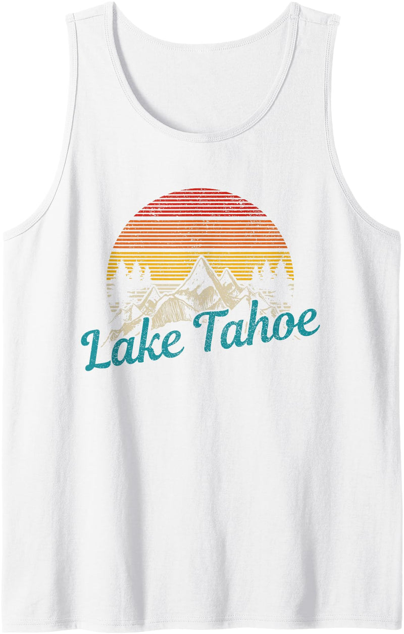 Lake Tahoe California Souvenirs Lake Tahoe California USA Vintage Souvenir Tank Top - White