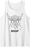 Boop Club Co Boop Highland Cow Nose Poke Funny Farm Animal Line Tank Top - White