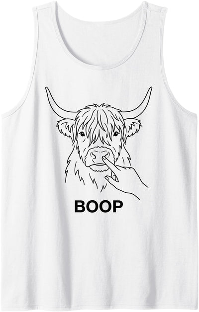 Boop Highland Cow Nose Poke Funny Farm Animal Line Tank Top