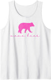 Mama Bear Shirt Cute Mothers Day Gift Pink Tank Top - White