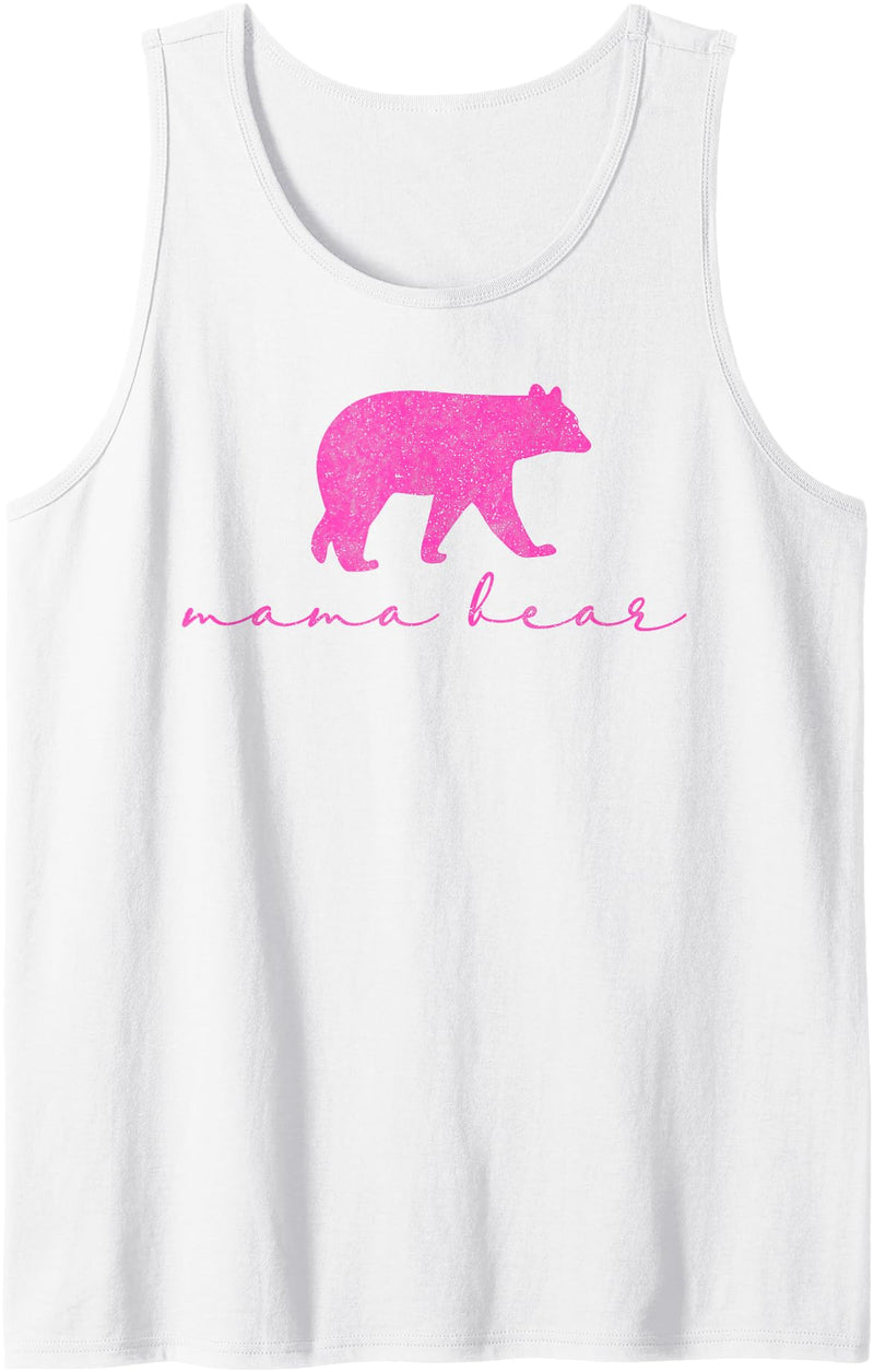 Mama Bear Shirt Cute Mothers Day Gift Pink Tank Top - White