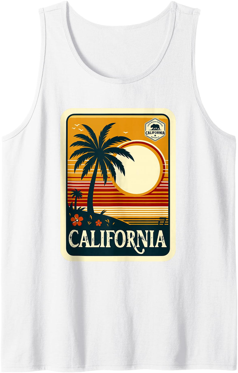 California Republic Men Women Kids Boys Girls California Golden State Retro California Republic Tank Top - White