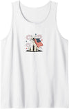 Polar Bear Proud USA Celebration Designs Polar Bear Holding America Flag USA 4th of July Tank Top - White