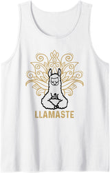 Lama Llamaste Family Summer Sport Yoga Gift Tees Llamaste Yoga Gift For Men Women Kids Lover Llama Yoga Tank Top - White