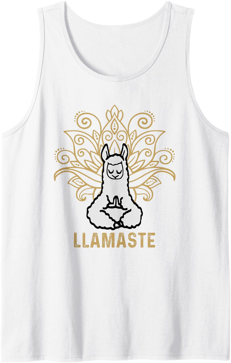Lama Llamaste Family Summer Sport Yoga Gift Tees Llamaste Yoga Gift For Men Women Kids Lover Llama Yoga Tank Top - White
