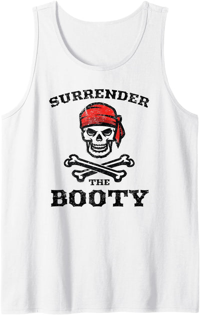 Happy Pirate Apparel Co Vintage Surrender The Booty Halloween Fun Pirate Cross Bones Tank Top