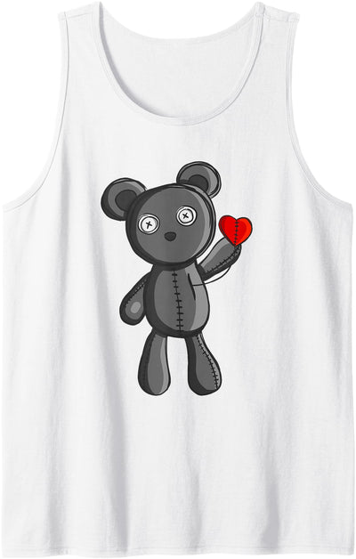 Sweet Little Emo Gothic Teddy Bear with Small Heart Gift Tank Top