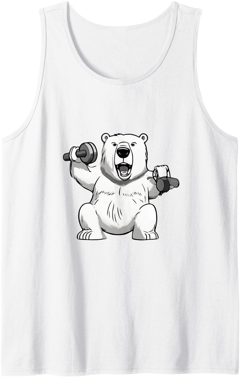 International Polar Bear Day Polar Bear Polar Bear dumbbell weightlifting Gym And Polar Bear Lovers Tank Top - White