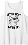 Animal Collection. Pig Shirt Gettin' Piggy With It Funny Animal Tank Top - White