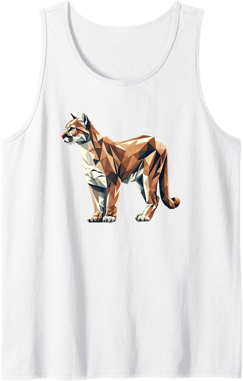 Laroli Aesthetic Art Geometric Art Cougar Cougars Mountain Lion Puma Tank Top - White
