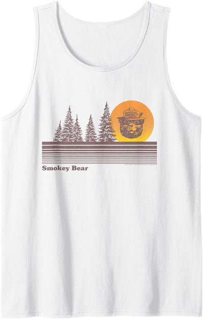 Vintage Sunset Retro Forest Fire Prevention PSA Tank Top